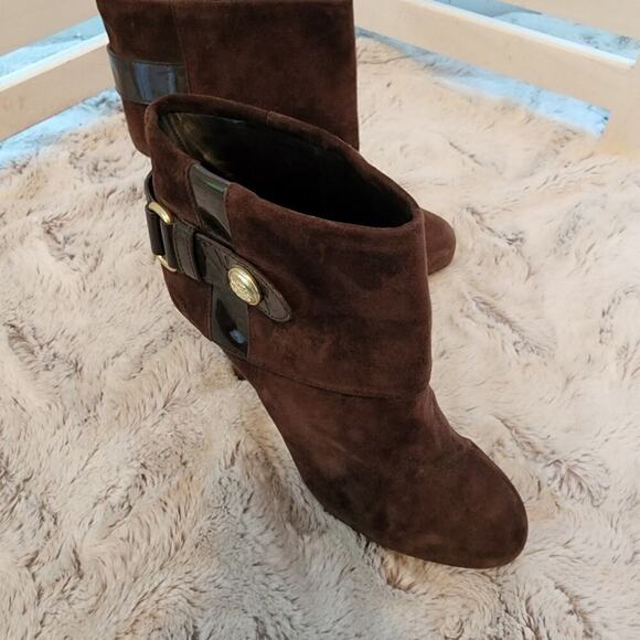 COACH LEATHER / SUEDE BROWN BOOTIES SIZE 8.5 - Picture 9 of 14